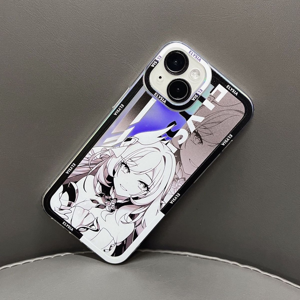 Honkai Impact 3 Compatible with iPhone 13 Apple 14 Laser Black and White Elysia Elysia Angel Eyes Clear Anime Phone Case Full Package