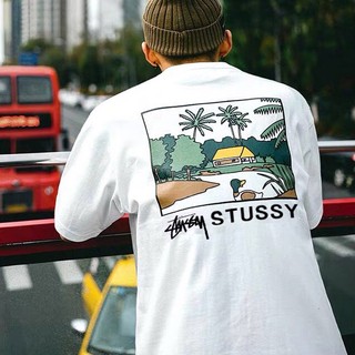 Áo Thun Stussy Họa Tiết 100% Cotton Tay Lỡ Unisex - Đen/Trắng Cổ Tròn | Blackwork