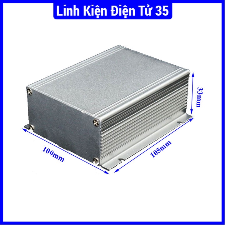 Sản phẩm hộp nhôm trắng bạc định hình, đựng mạch kích thước 105x33x100mm chất lượng cao