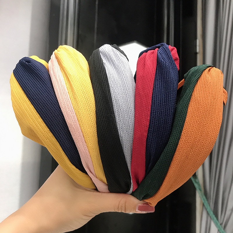 Băng Đô Thắt Nút Chéo Bản Rộng Hai Màu Phong Cách Hàn Quốc Mới Cho Nữ