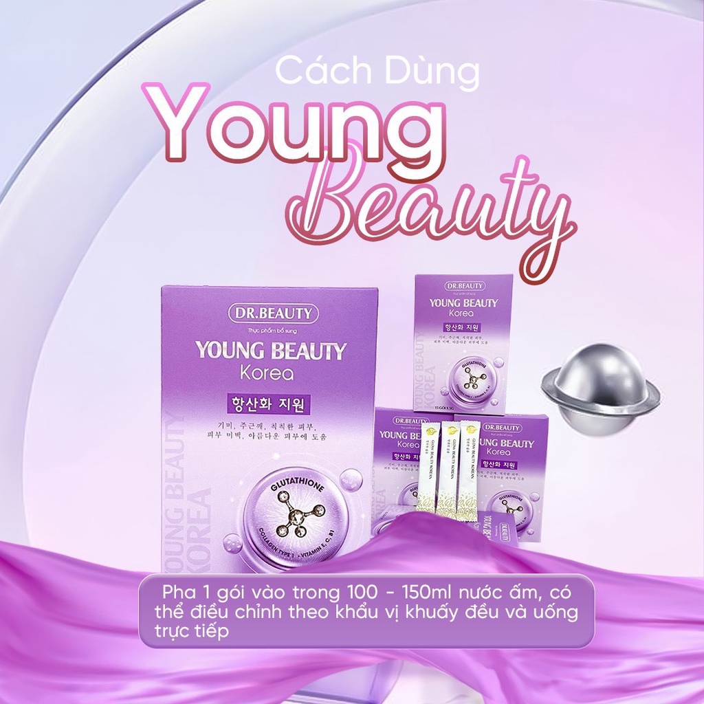 Bột uống trắng da collagen  young beauty mờ nám giảm tàn nhanh chống lão hóa da
