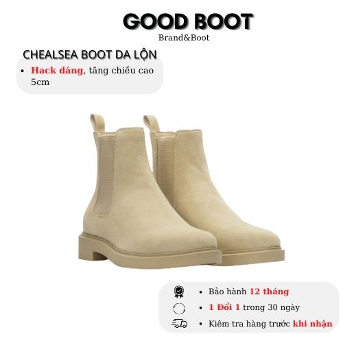 Giày Chelsea Boot màu Tan - Giúp tăng chiều cao 5 cm, Da lộn xịn xò