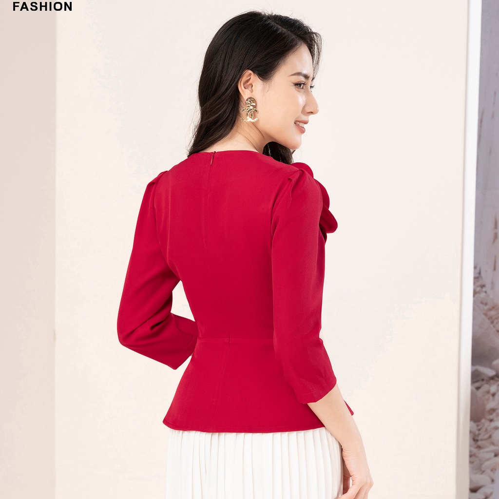 Áo Peplum Tay Bồng UK FASHION Thiết Kế Tôn Dáng Sang Trọng Chất Vải Nhập Hàn Cao Cấp NKSM2210003