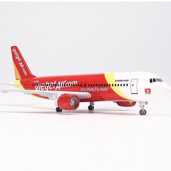 Mô Hình Máy Bay Vietjet Air Kim Loại Cao Cấp 20Cm Có Bánh Xe Kèm Chân Đế Chuẩn Đẹp / Mô hình đồ chơi máy bày