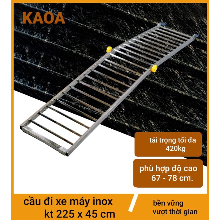 Thang dắt xe máy inox. KT 225 x 45 cm( bảo hành 12 tháng )