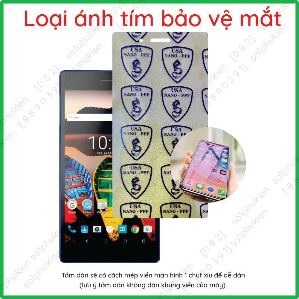 Dán cường lực LENOVO Tab 3 Essential/ Tab 3 730X loại nano trong, nhám chống vân tay, bảo vệ mắt, chống nhìn trộm