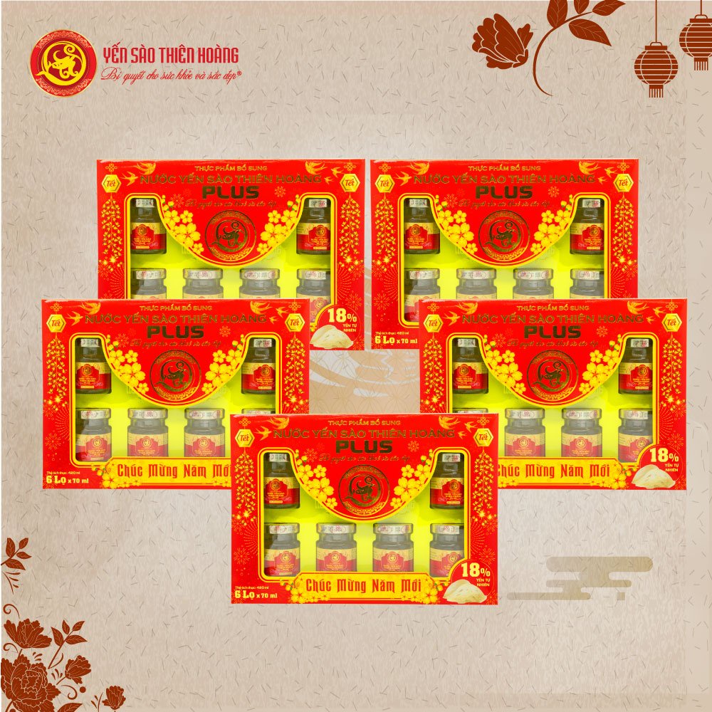 5 hộp yến 18% xuân Thiên Hoàng tặng 5 túi giấy