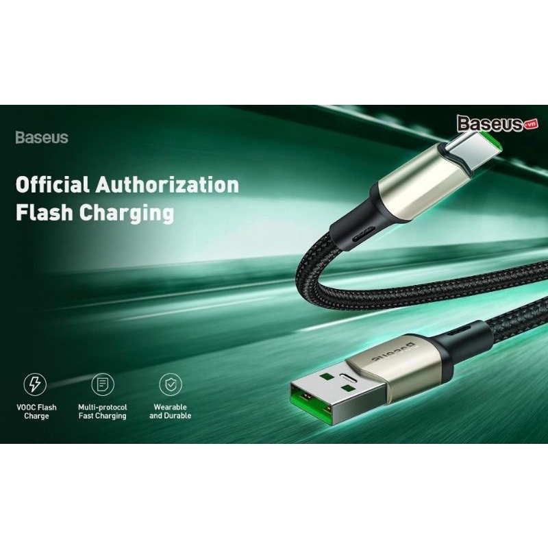 Cáp sạc nhanh, siêu bền Baseus Cafule Type C VOOC Cable cho OPPO/Samsung/Huawei/ Xiaomi