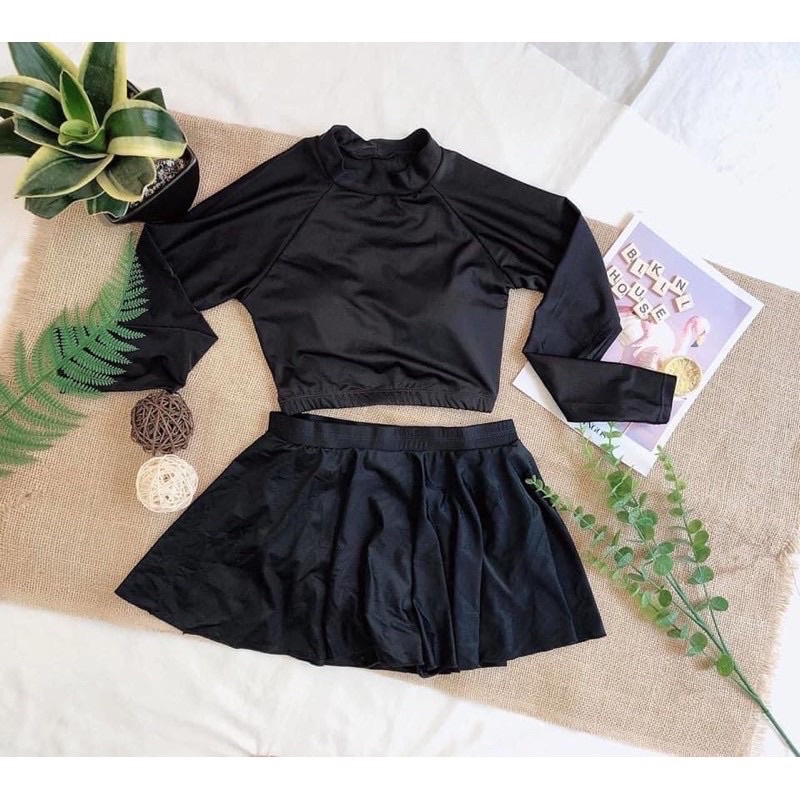 Bikini đồ bơi nữ đi biển hai mảnh crop-top mix chân váy BIKINI FUNNY MS-23