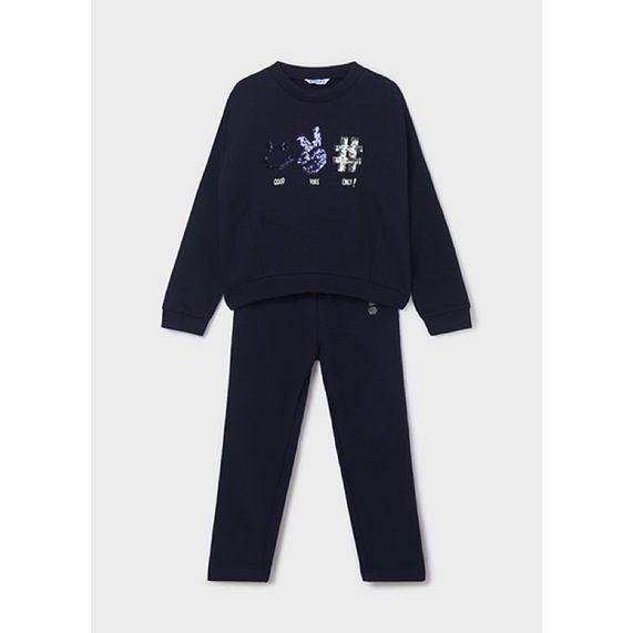 Bộ Nỉ Bé Gái Đính Sequin Tay 2 MOR