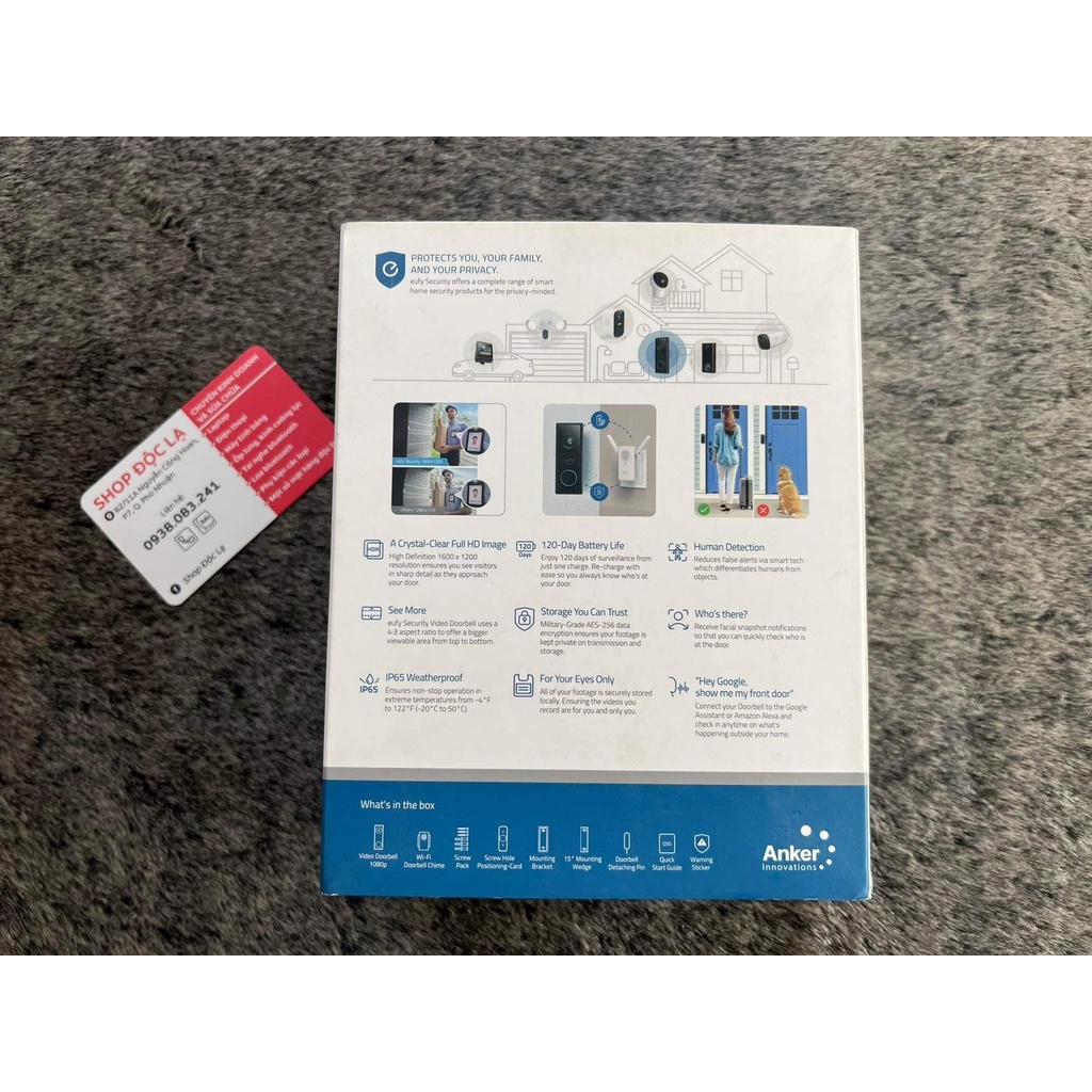Chuông cửa thông minh eufy Video Doorbell 1080p – Dùng pin của Anker, chất lượng hình ảnh 1080p