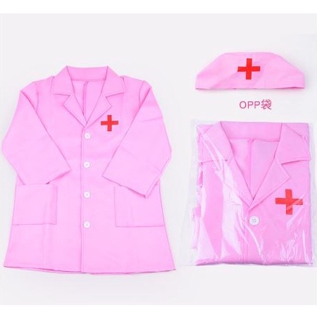 ✅ Áo Bác Sĩ Y Tá Có Mũ Nón + Tai Nghe, Ống Nghe Cho Bé Gái Màu Hồng. Pink Doctor Shirt, Baby Doctor Shirt