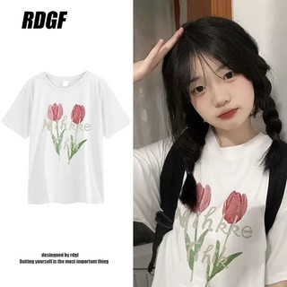 RDGF Áo Thun cotton Ngắn Tay Dáng Rộng Thời Trang Mùa Hè Hàn Quốc 2023