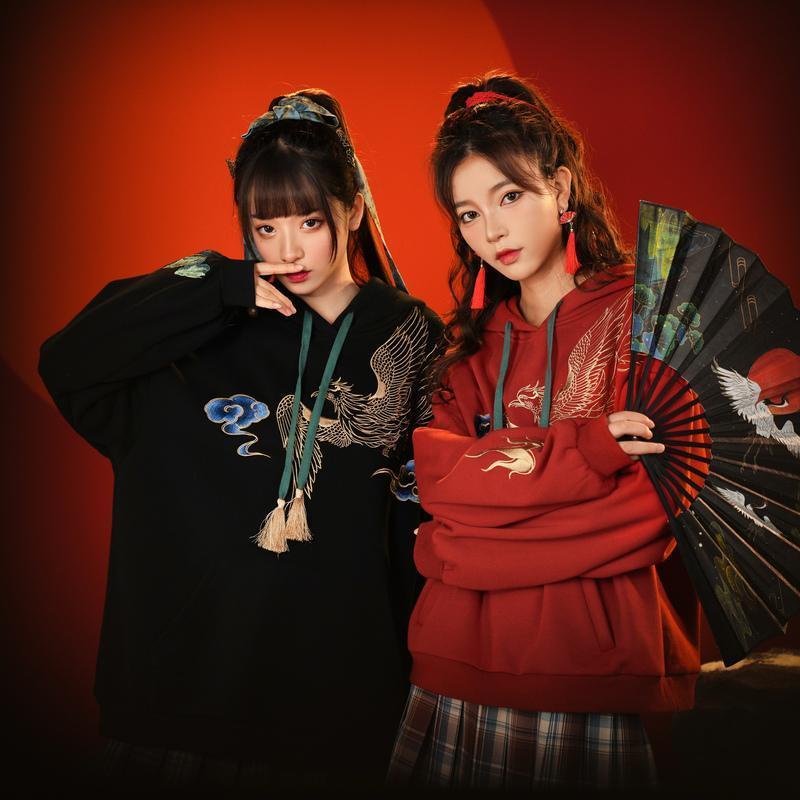 Mori girl Áo sweater Có Mũ Trùm Dáng Rộng Vải Lông Cừu Thiết Kế Mật Ong boudoir Truyền Thống Thông Thường Cho Cặp Đôi