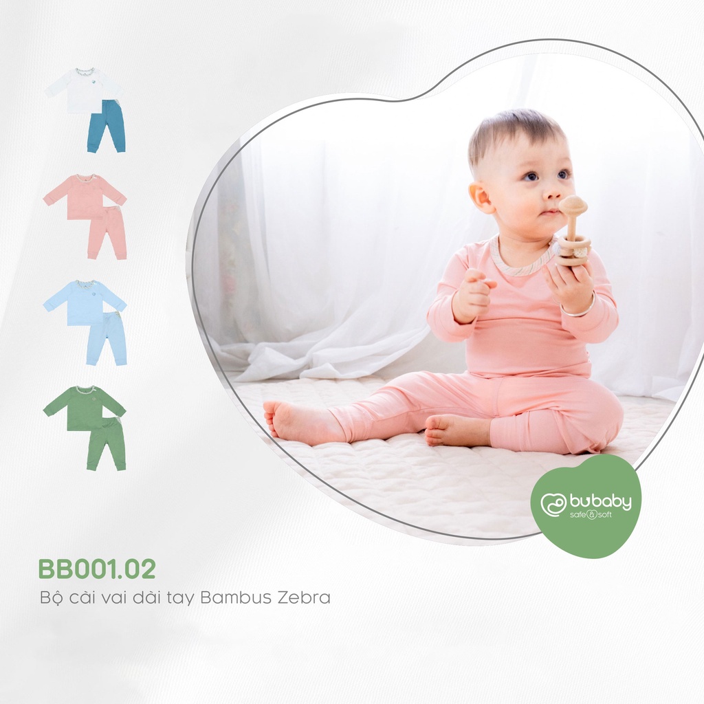 Bộ Bu Baby Bé Trai, Bé Gái Dài Tay Cài Vai Đủ Màu Bambus Bu Baby Bình Dương