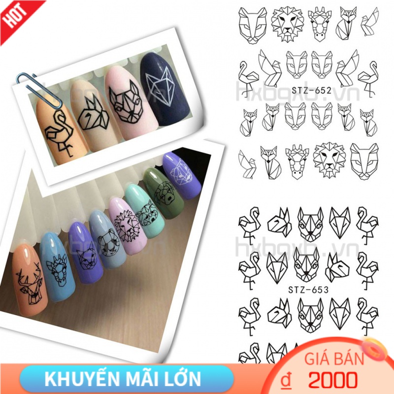 (Hàng Mới Về) Miếng Dán Trang Trí Móng Tay Họa Tiết Động Vật Hoạt Hình Dễ Thương