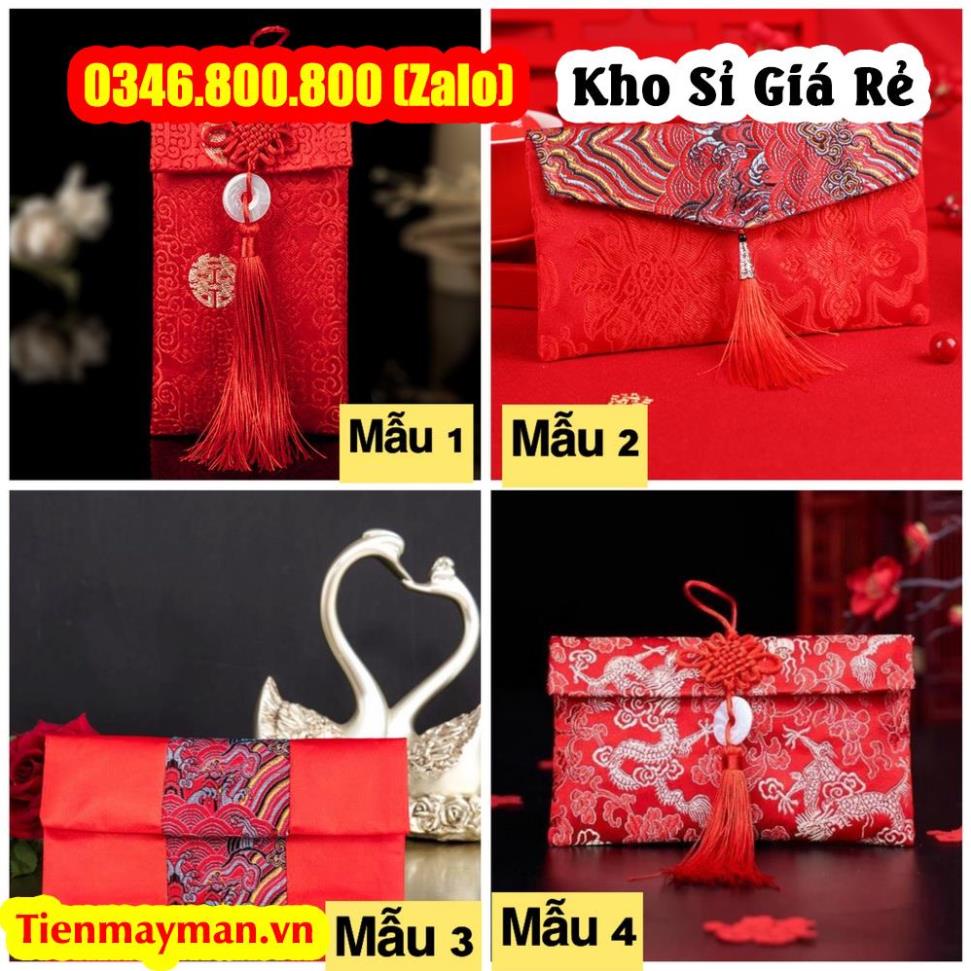 Bao Lì Xì Vải Gấm Nhiều Hoa Văn Cao Cấp Cưới Hỏi, Ngày Tết sang trọng đẹp mắt
