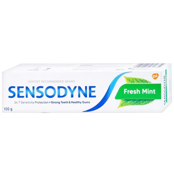 Kem đánh răng Sensodyne Fresh Mint 100g hương bạc hà the mát giúp giảm ê buốt bảo vệ men răng chống sâu răng