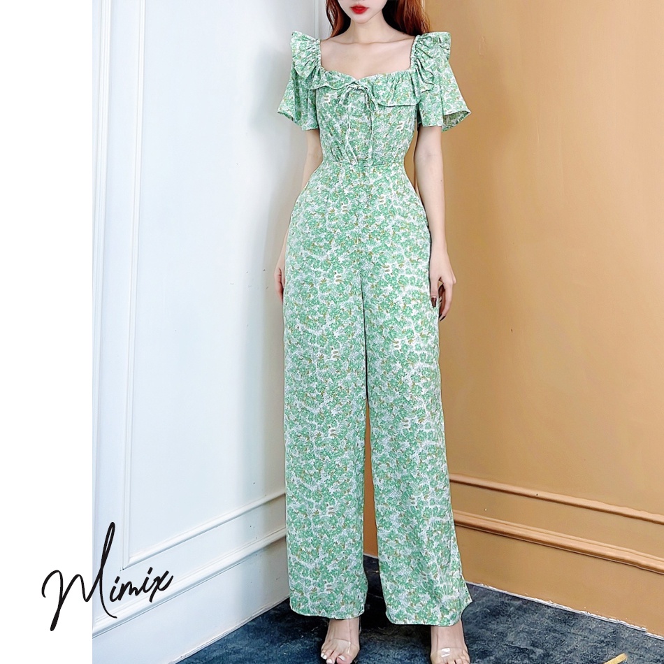 Jumpsuit hoa tay cánh tiên có nơ kèm bèo hoa MIMIX BW1190