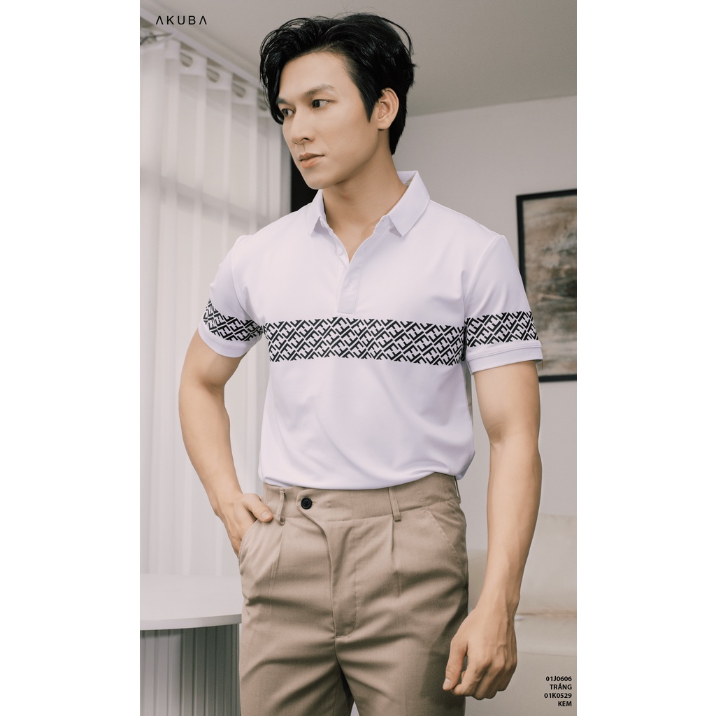 Áo polo nam vải cá sấu cotton AKUBA form slimfit, chất liệu thoáng mát, mềm mại, thấm hút mồ hôi tốt | 01J0606