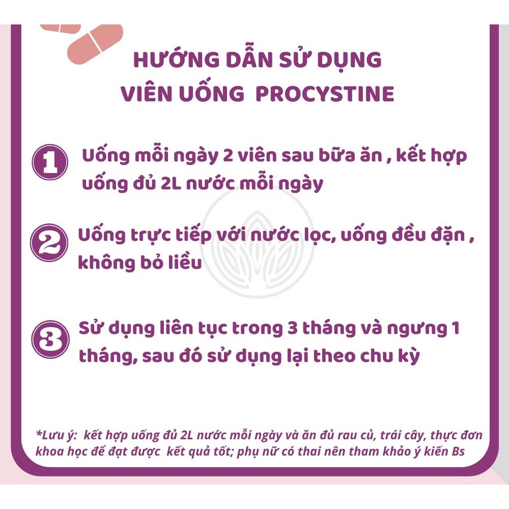 Procystine - Viên uống giảm mụn trắng da đẹp tóc Procystine 60 viên Mẫu mới