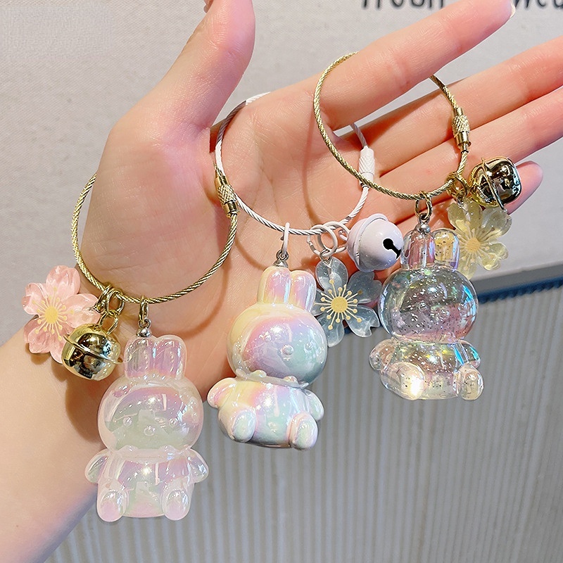 Hoạt Hình Móc Khóa Hình Chú Thỏ Ngồi Nhiều Màu Đáng Yêu