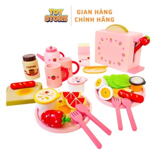 Bộ đồ chơi tiệc trà bánh bằng gỗ toystore FUDAER họa tiết dâu tây cho bé