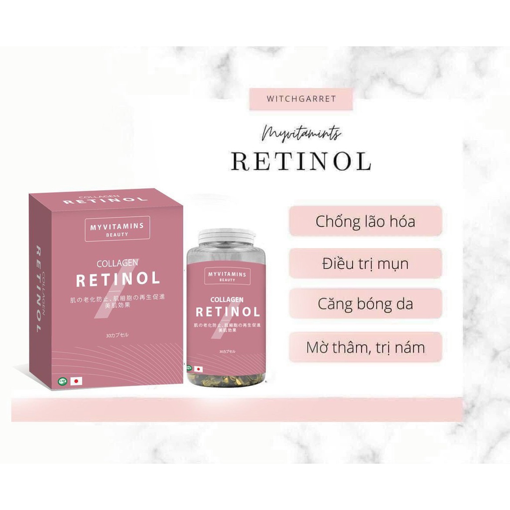Viên uống Retinol Myvitamins UK 30 viên, giảm lão hóa giúp đẹp da