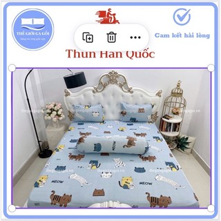 Bộ ga gối { 4 Món } Thun Lạnh Hàn Quốc ( 1 ga bọc + 2 vỏ gối nằm + 1 vỏ gối ôm )