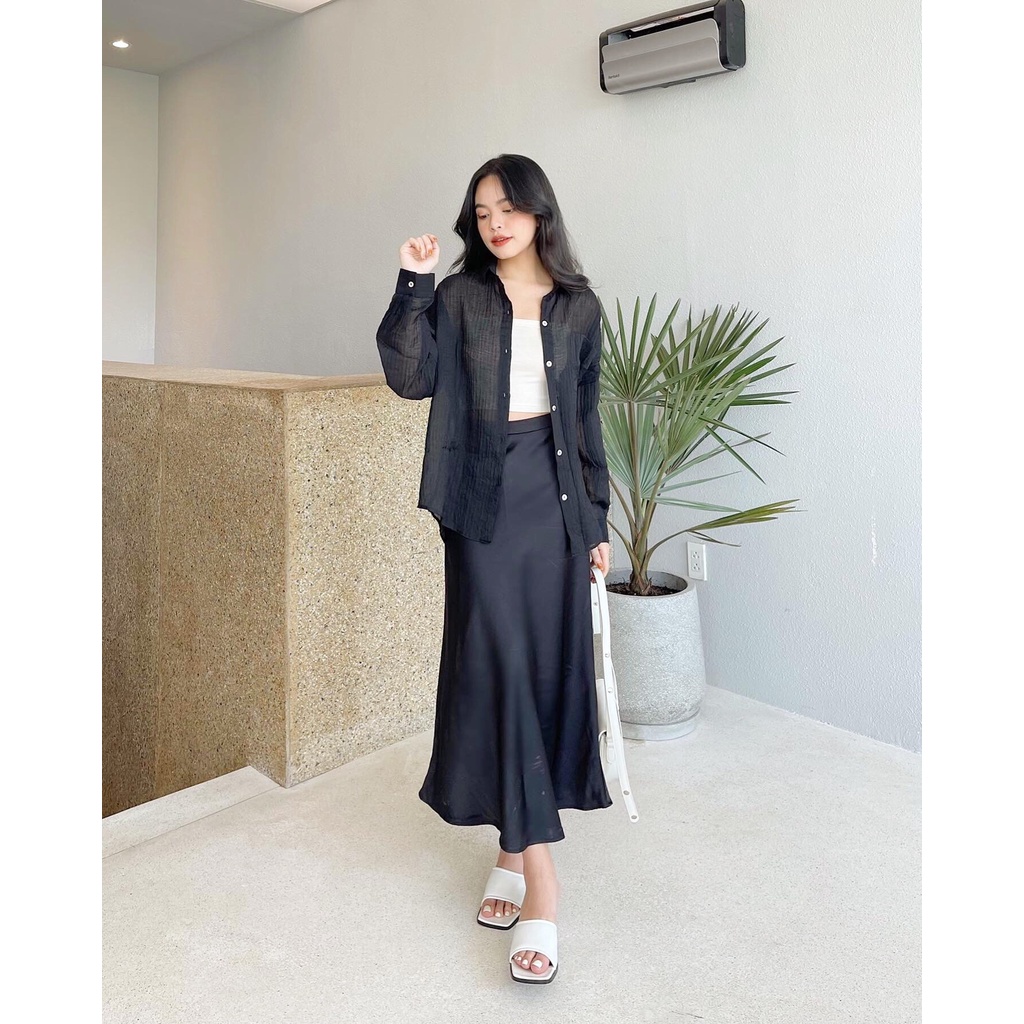 CV dài lụa đen/xanh