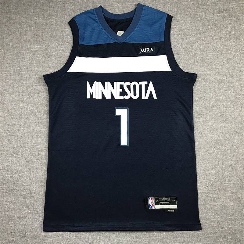 Áo Ba Lỗ Chơi Bóng Rổ NBA Jersey YT3 75th Minnersota Timberwolves Số 1 Phiên Bản Kỷ Niệm Plus Size TY3