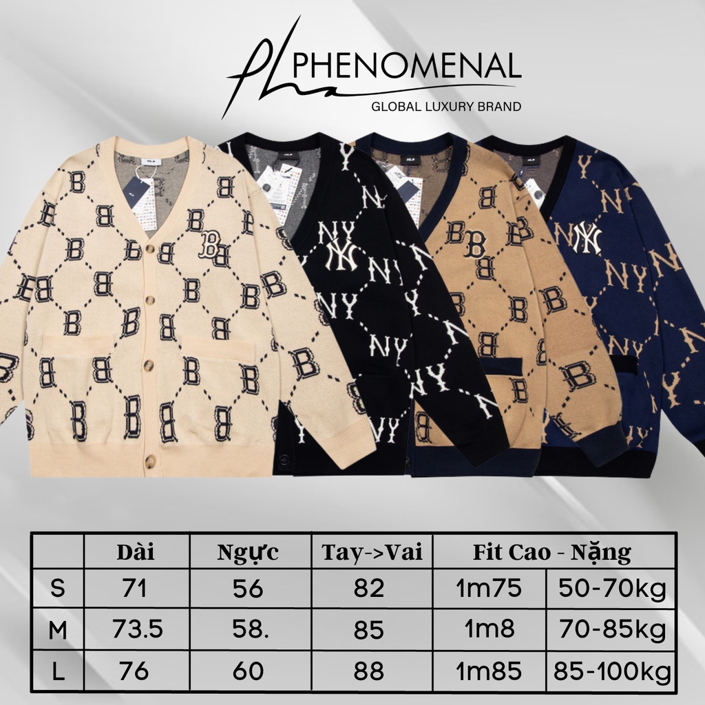Áo Khoác Cardigan NY M.L.B Logo dệt toàn thân - Hàng Quảng Châu