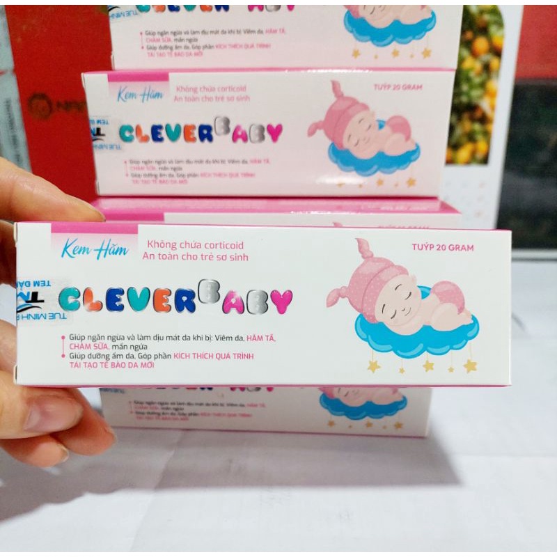 Kem Hăm CLEVER Baby  Dưỡng Ẩm Giảm Mẩn Ngứa Viêm Da Hăm Tã Chàm Sữa Tuyb 20g