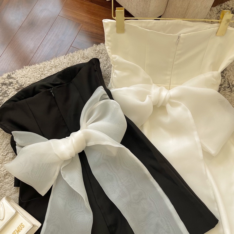 Mell09 dress - Váy ngắn dáng A cúp ngực cột nơ sang chảnh Onmellem