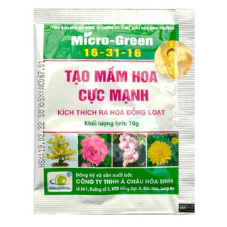 Micro-Green phân NPK 16-31-16 có chất điều hòa sinh trưởng, tạo mầm hoa cực mạnh kích ra hoa đồng loạt gói 10g