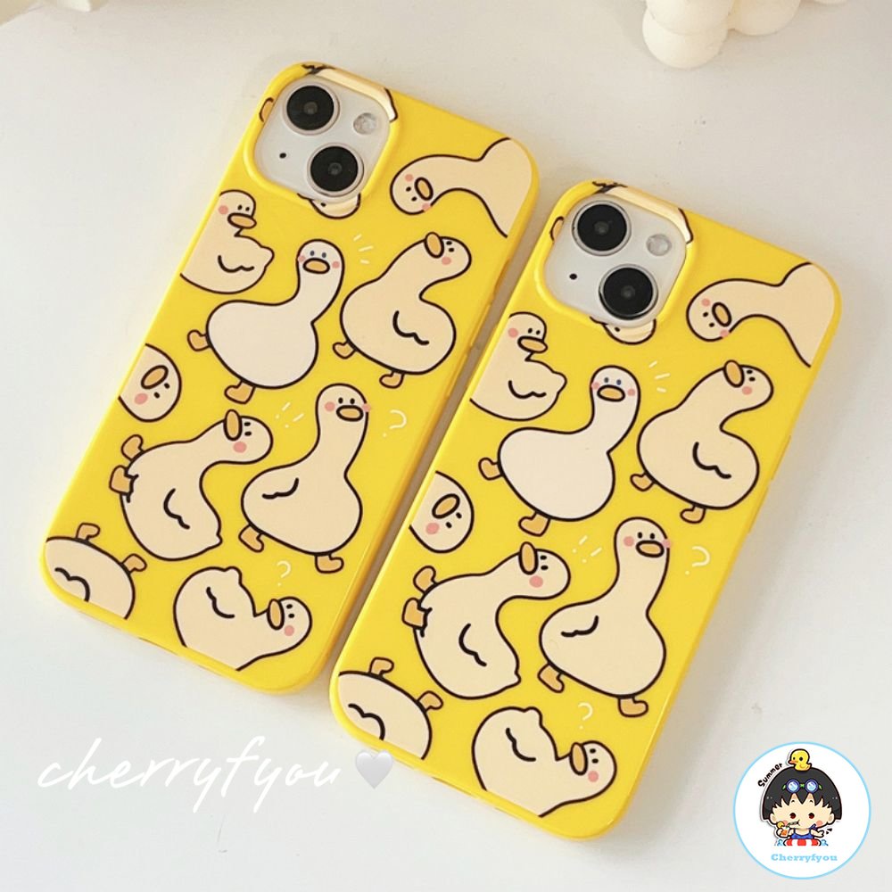 Ốp Điện Thoại TPU Mềm Bóng In Hình Vịt Dễ Thương Chống Nước Cho IPhone 14 13 12 11 Pro Max XS XR 8 7 Plus