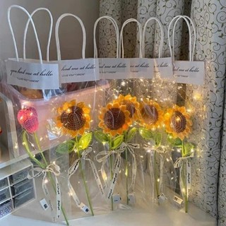 Hoa đan bằng len, hoa thú len handmade