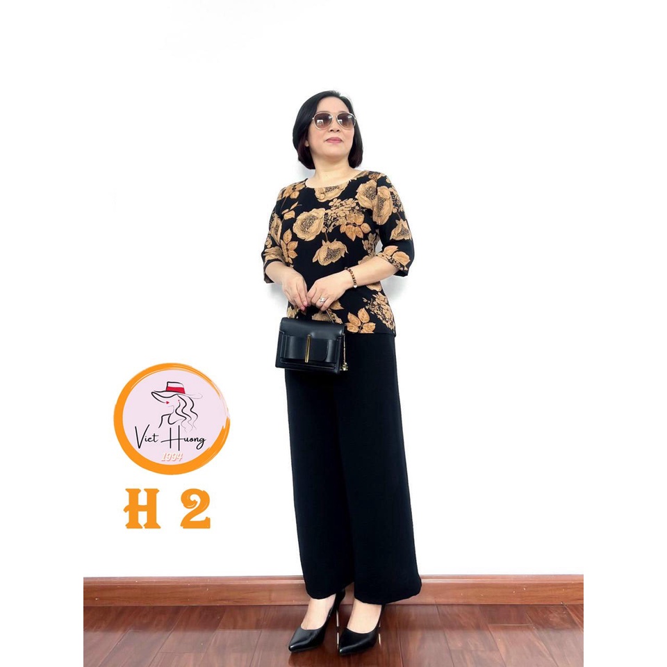 Bộ Áo Lụa Hàn Châu Quần Tơ Đũi Cao Cấp Dành Cho Mẹ Cho Bà