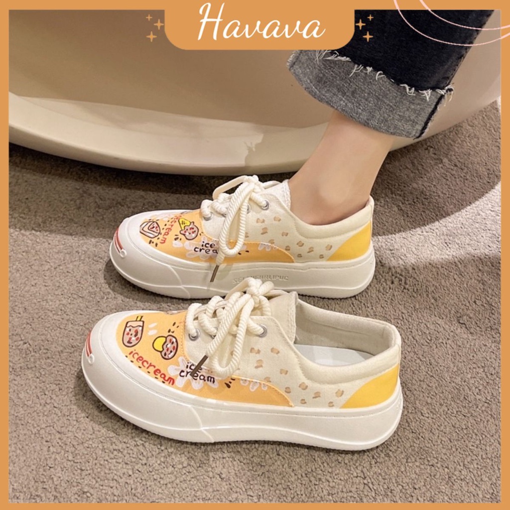 Giày nữ thể thao sneaker bigsize hoạ tiết phong cách học sinh Hàn quốc giá rẻ HAVAVA G016