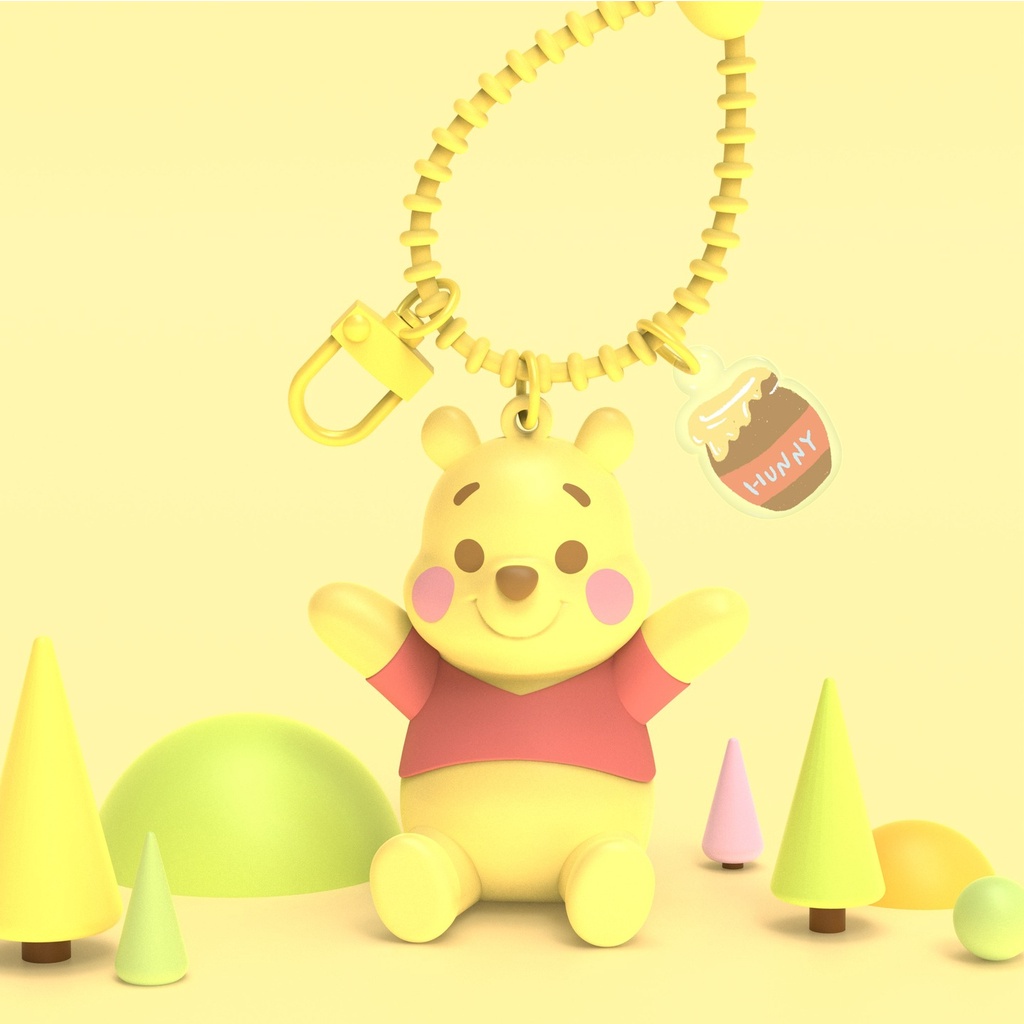 DISNEY Móc Khóa Hình Gấu Pooh Và Lọ Mật Ong Bằng Nhựa Resin Dễ Thương