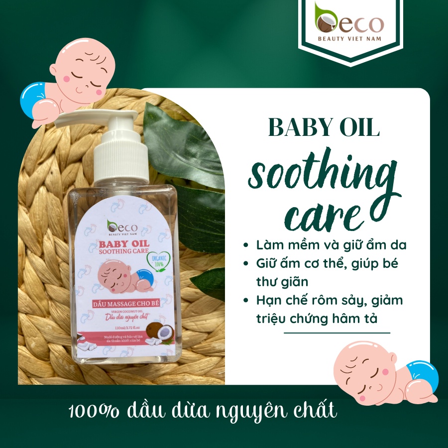 Dầu massage cho bé, dầu dưỡng ẩm cho bé chiết xuất từ dừa tươi và tinh dầu tràm 110ml