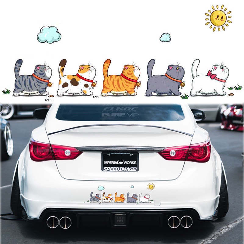 Miếng Dán Trang Trí Xe Hơi Hình Mèo Hoạt Hình Bằng PVC