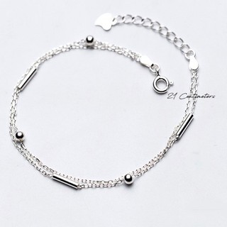 Lắc tay bạc Kép trụ tròn Lắc tay Tiệm bạc 21Centimeters