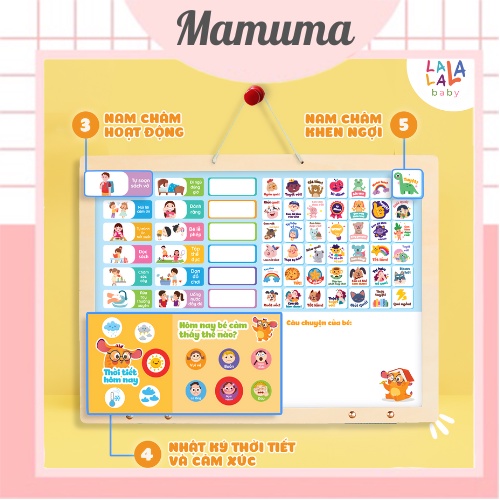 Bảng khen thưởng nam châm Lalala Baby Nhật ký chăm ngoan ngày tháng rèn luyện tính kỷ luật ghi nhận thành tích - Mamuma