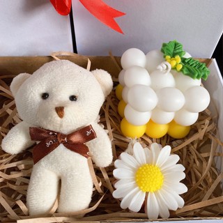 Set quà tặng tết, hộp quà biếu tết nến thơm nến treo xe và gấu bông Monora R12