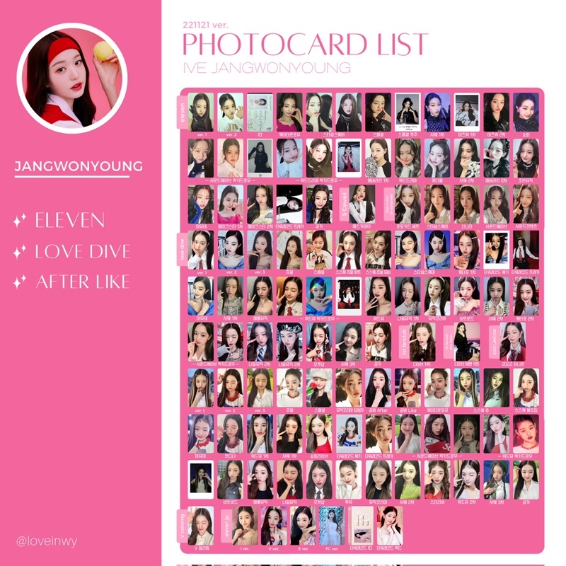 Photocard IVE card hot Wonyoung chính hãng thẻ bài bo góc IVE mặc định df