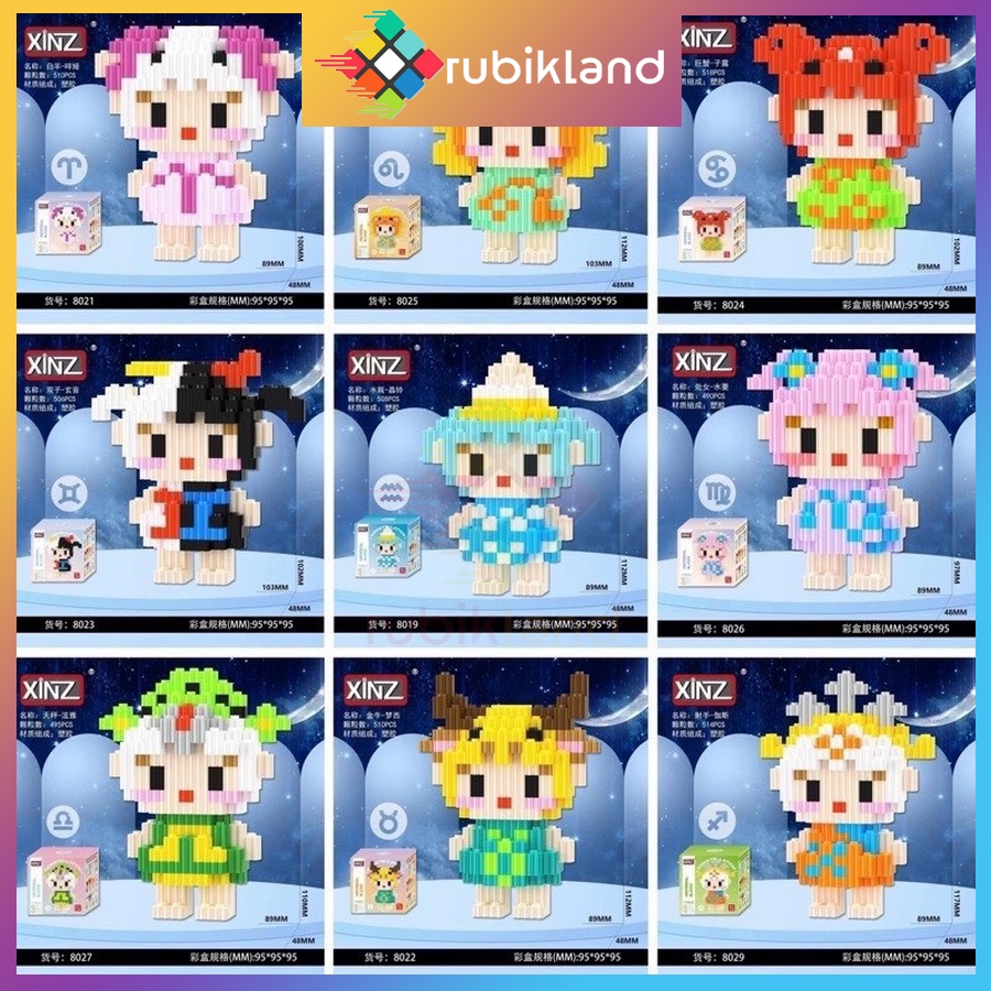 [Đứng] Mô Hình Lắp Ráp 12 Cung Hoàng Đạo 12 Chòm Sao Đồ Chơi Lắp Ghép Xếp Hình Chibi 3D Trí Tuệ