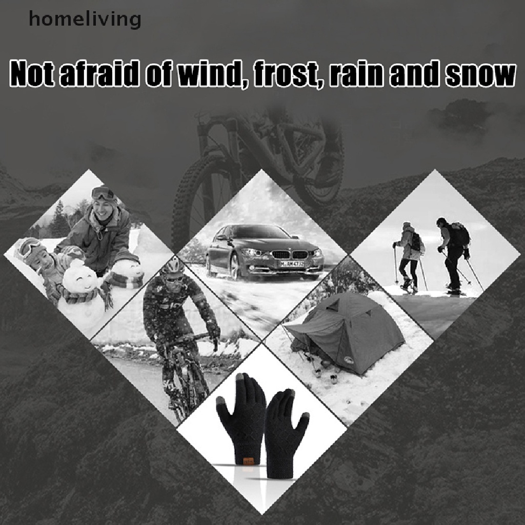 1 Đôi Găng Tay Dệt Kim Dày Dặn Giữ Ấm Mùa Đông Có Thể Sử Dụng Màn Hình Điện Thoại