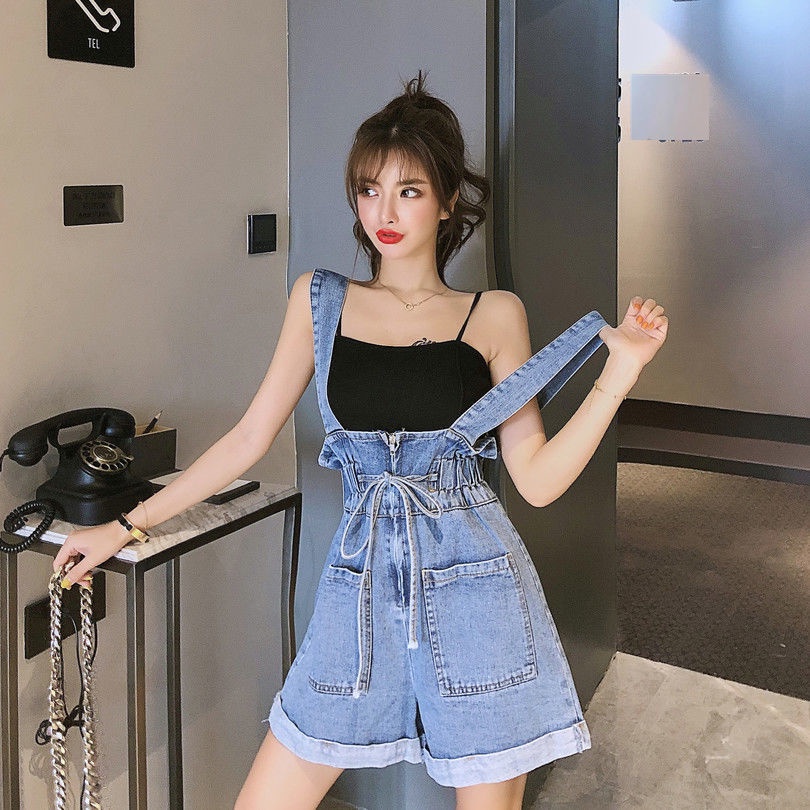 Quần Yếm Denim Dáng Rộng Phong Cách Hàn Quốc Thời Trang Xuân Hè Hàng Mới Dành Cho Bạn Nữ