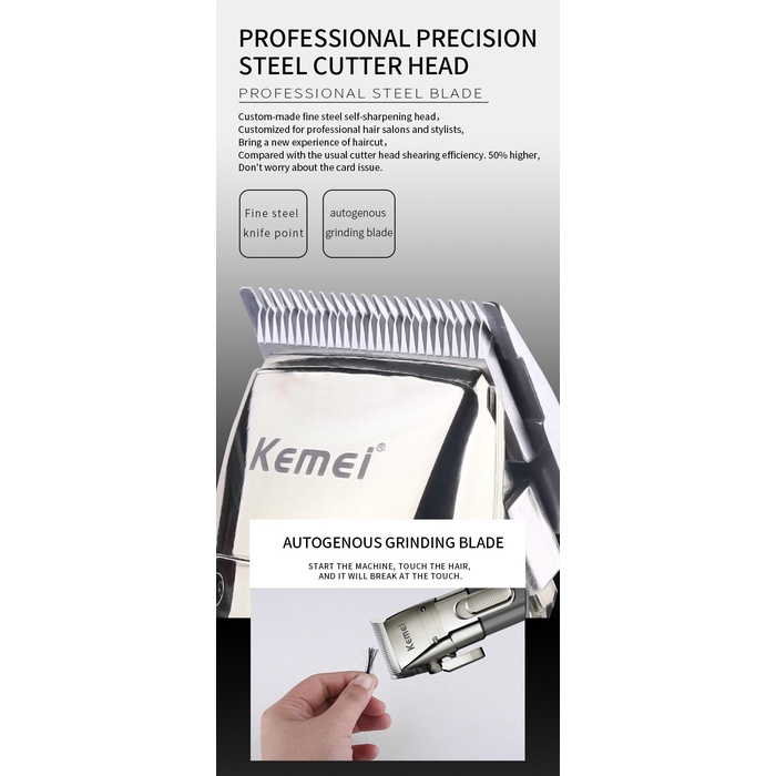 Tông đơ cắt tóc KEMEI thiết kế chuyên nghiệp không dây cho nam có màn hình LED hiển thị